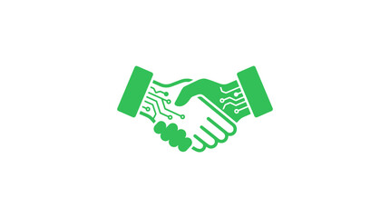 Fototapeta premium Digital Handshake Icon: Technology Partnership, Agreement, Innovation, Connection