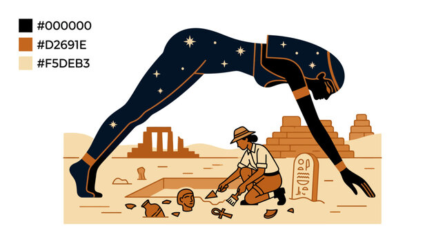 Archaeologist Unearths Ancient Egyptian Artifacts Under Starry Night Sky
