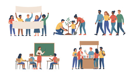 Fototapeta premium Flat illustration of community education and campaign vector for International Day against Drug abuse and Illicit Trafficking.