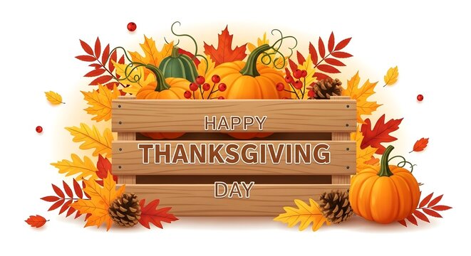 Happy thanksgiving day canada fall harvest pumpkins leaves