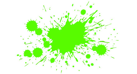 Bright neon green blot with ink splatter © evavynnyk