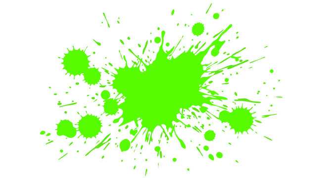 Bright neon green blot with ink splatter
