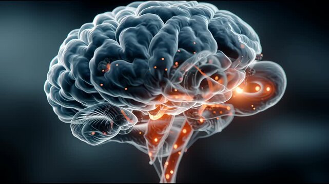 Glowing human brain with neural network connections, representing thought and cognition