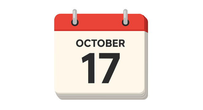 October 17th Calendar Icon Daily Schedule Planner Illustration
