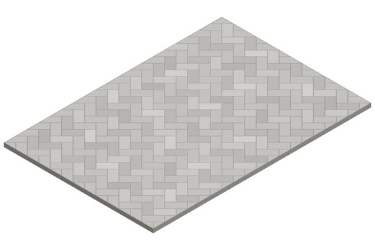 Minimal isometric gray pavement tile surface isolated on a plain background. Urban sidewalk texture concept for street design, city landscaping, architectural mockup and exterior infrastructure