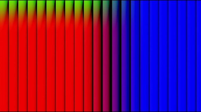 Red blue green vertical stripes pattern with gradient abstract, 4k video