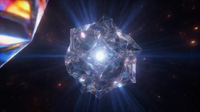 Cosmic Glass Singularity Futuristic Abstract 3D Motion Background with Quantum Energy Core
