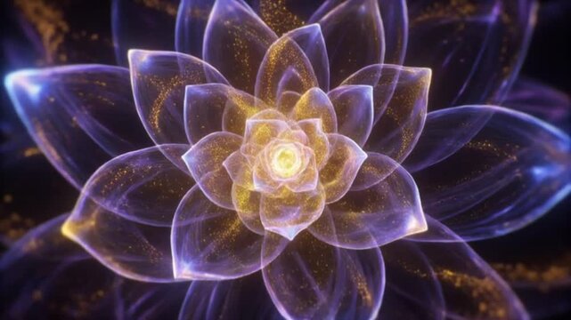 Living Energy Bloom Abstract 3D Motion Background with Glowing Digital Flower