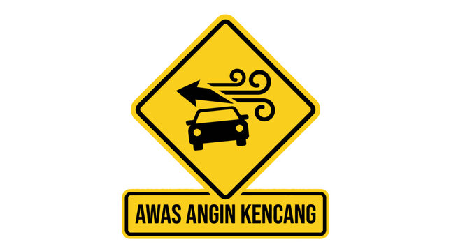 Warning Sign: Strong Crosswinds Affecting Vehicle Traffic - Beware of High Winds