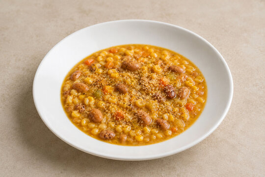 Traditional Carnic Bean and Corn Soup, Italian Friulian Cuisine