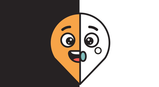A cartoon character with split personality.