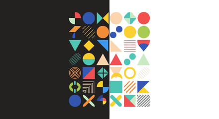 Fototapeta premium Geometric shapes in colorful composition.