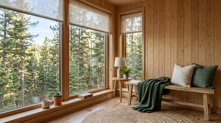 Fototapeta premium Cozy Modern Cabin Corner - summer background