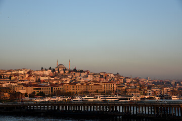 Fototapeta premium Beautiful dawn over Istanbul, Turkey, a nostalgic photo