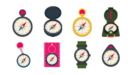 Set of illustrated compass designs in assorted handheld styles © Alan