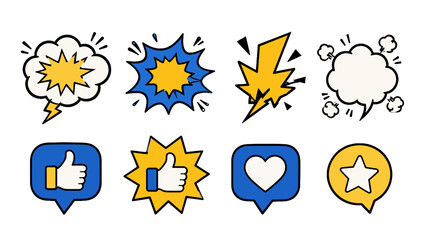 Comic style speech bubbles and social reaction icon set © Alan