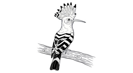Hoopoe Bird Line Art Vector Illustration © Naswi