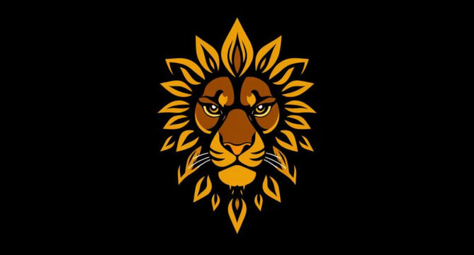 A vector illustration of an evil tribal lion head and a horror skull mask isolated on black, designed as a fierce animal king tattoo symbol or devil monster icon