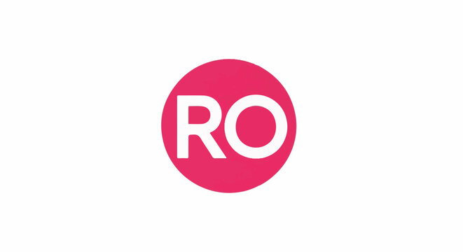 A white "RO" inside a vibrant pink circle on a white background
