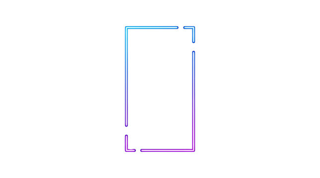 Minimalist smartphone frame outline with purple dotted border isolated on transparent background