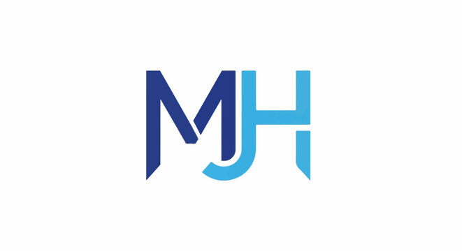 Monogram MJH with contrasting blue and light blue colors