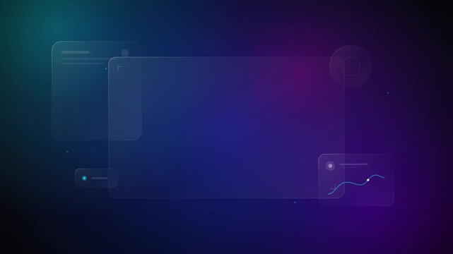 Futuristic digital interface with glass displaying data and analytics on a dark background