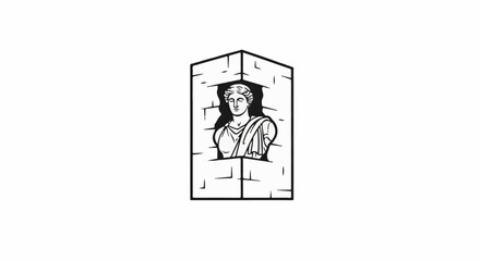 Fototapeta premium Bust of a classical figure peers from a stone alcove