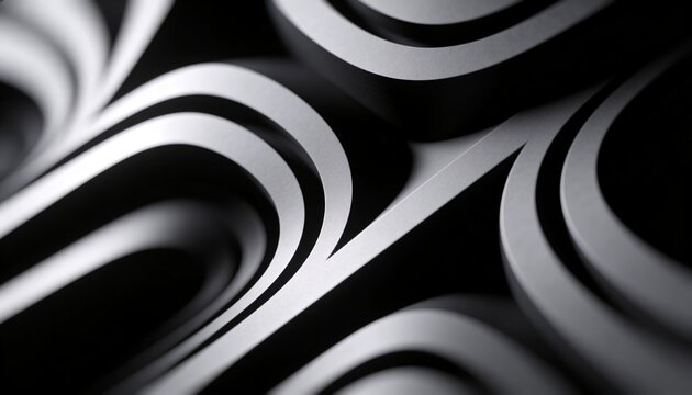 Revealing layered curved panels forming U-shaped grooves in studio close-up, showing rim highlights