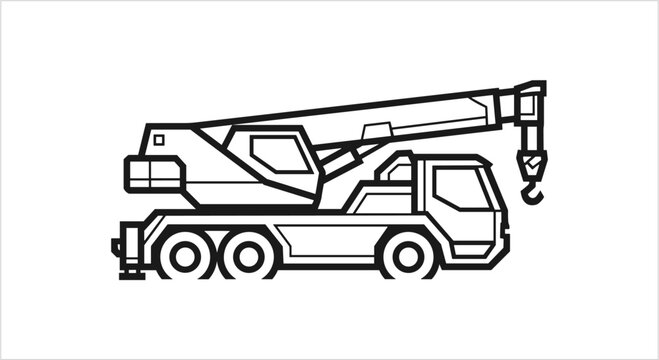 Mobile Crane Vehicle Construction Equipment Illustration.