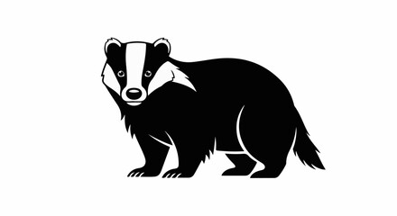 Obraz premium A stylized black and white illustration of a badger facing left on a white background