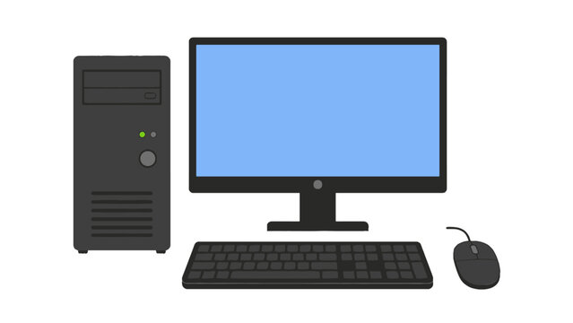Desktop computer set with monitor tower keyboard and mouse