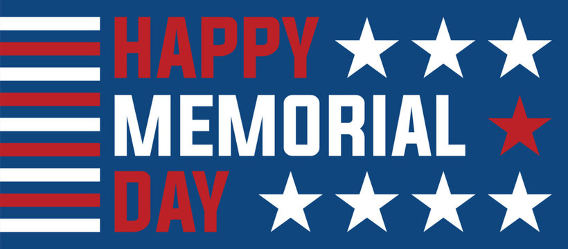 Patriotic Happy Memorial Day Vector Banner with Stars and Stripes