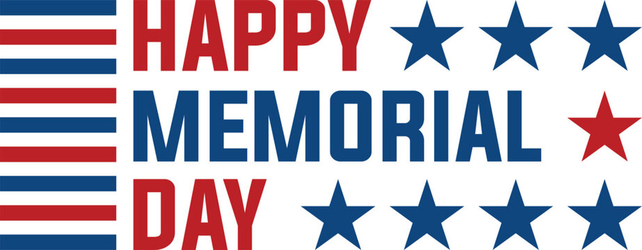Patriotic Happy Memorial Day Vector Banner with Stars and Stripes