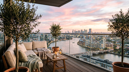 Fototapeta premium Riverside City Terrace - background