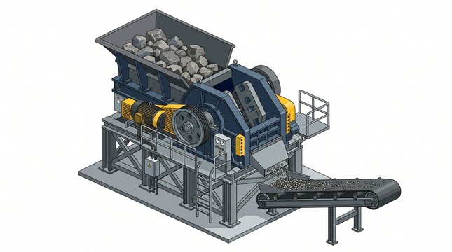 An isometric vector illustration of an industrial rock 
