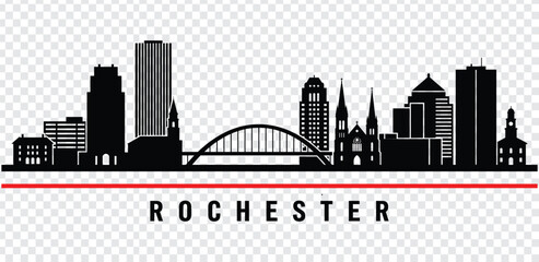 Rochester new york city skyline silhouette vector illustration