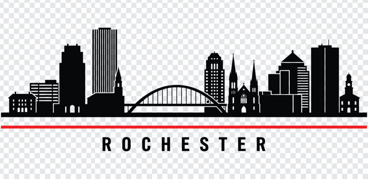 Rochester new york city skyline silhouette vector illustration