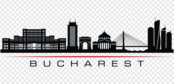 Bucharest romania city skyline silhouette vector illustration