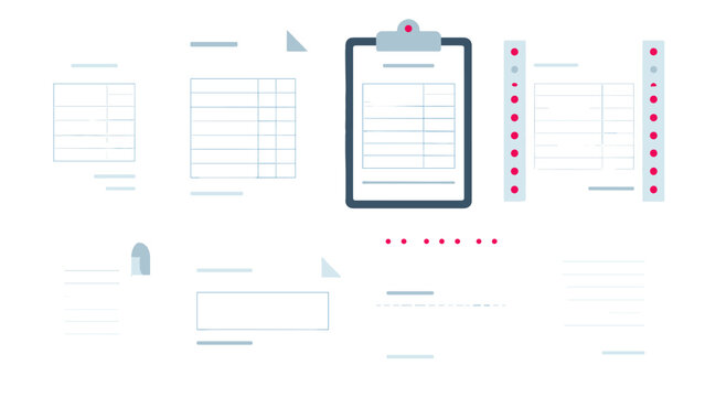 Set of paper document and receipt template icons