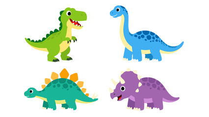 Cute cartoon dinosaur set with four colorful prehistoric animals © Alan