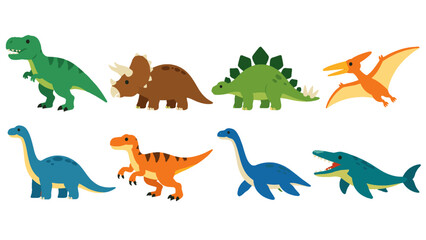 Cute cartoon dinosaur and prehistoric reptile set illustration © Alan