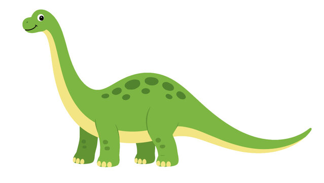 Cute green long neck dinosaur cartoon vector illustration