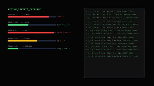 Cybersecurity Threat Matrix Hacker Terminal UI