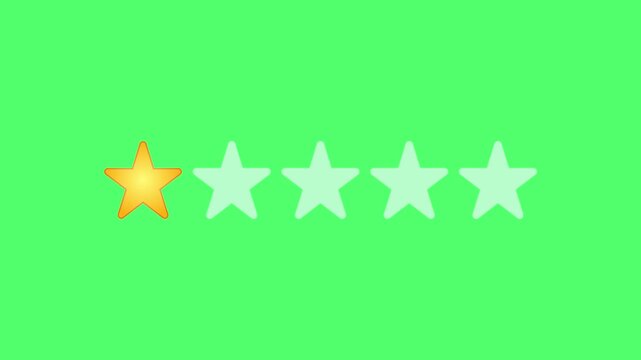 Video animation of a fictional website showing a mouse cursor clicking on a 1- to 5-star rating. Business concept for online star ratings.