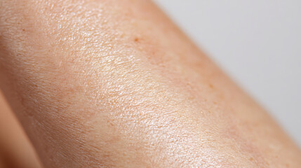 Fototapeta premium Close up human skin texture with pores and natural imperfections, detailed view of healthy epidermis, perfect for dermatology and beauty concepts