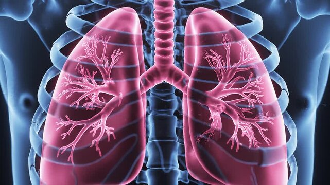 Glowing lungs radiate resilience, clarity, and transformation; a vivid emblem of breath, endurance, and renewal within anatomy&rsquo;s framework of life and vitality.