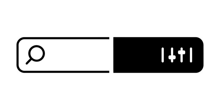 Search bar input field with filter settings icon settings magnifying graphics