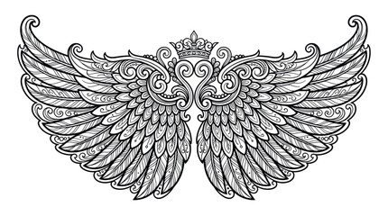Obraz premium Ornate Winged Crown Emblem