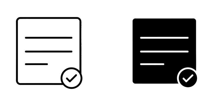 Note document icon with success checkmark document checkmark verified