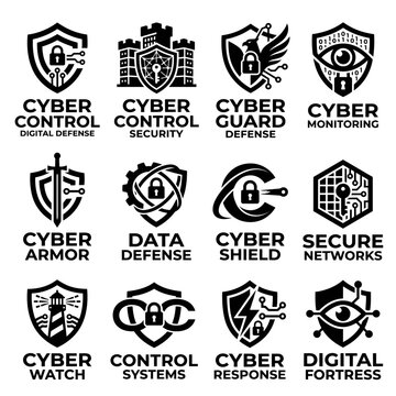 Cyber security icons and logos.
